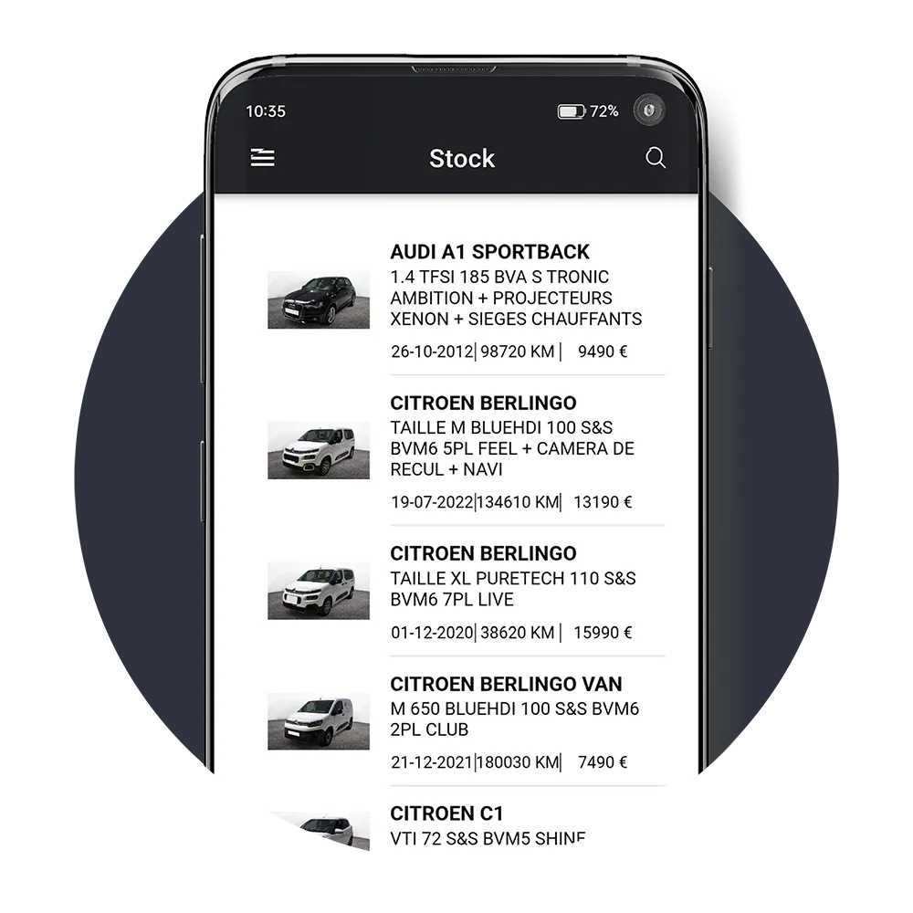 Application ATB Auto personnalis&eacute;e aux couleurs du marchand