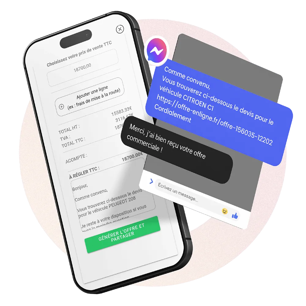 Partage d'une offre v&eacute;hicule depuis l'application
